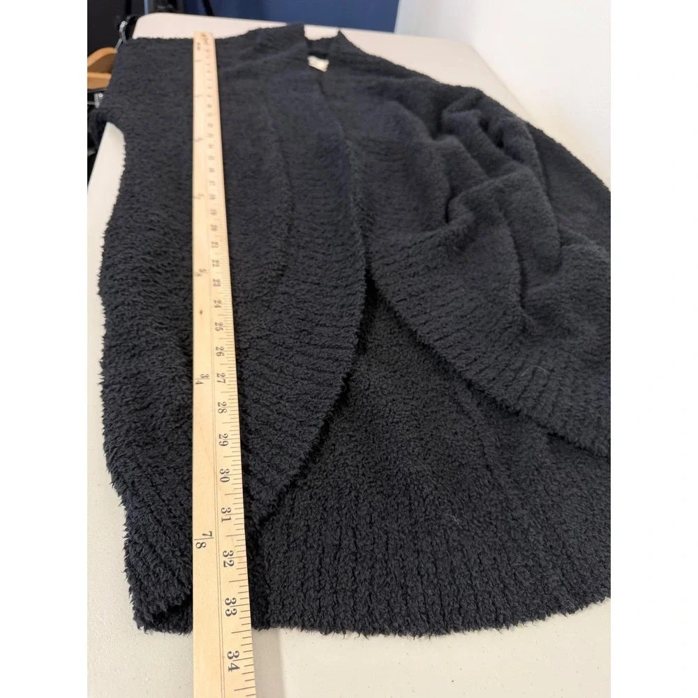 UGG Fremont Fluffy Cardigan Women XS Black Open Front Fuzzy Knit Sweater 1098870